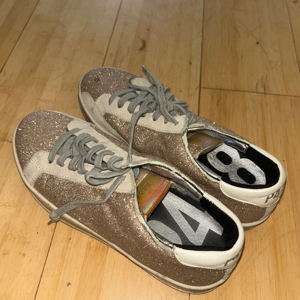 P448 You Can Surf Later Glitter Low Top Sneakers Shoes 8.5US 39 Italy